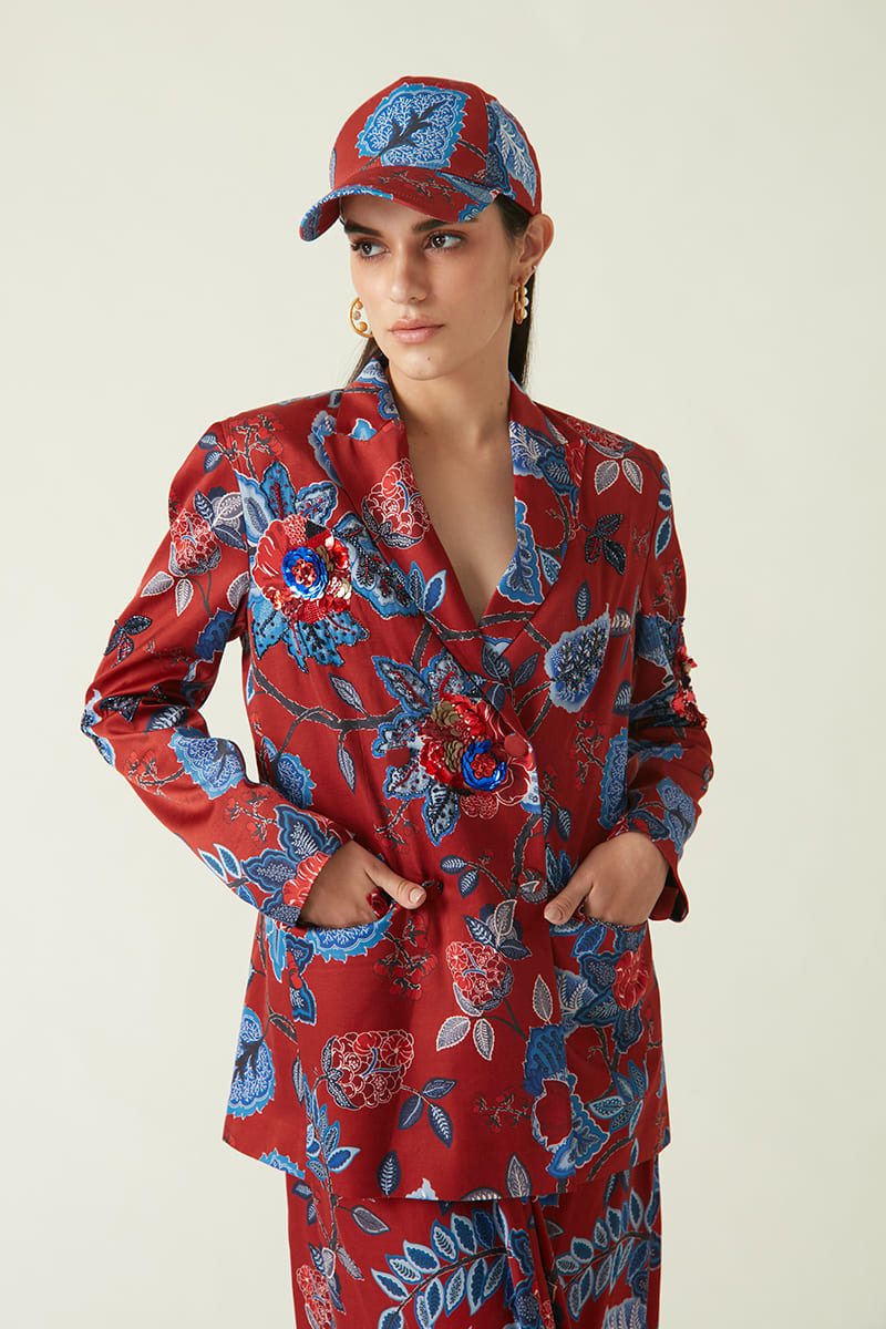 WOKAM PRINTED JACKET WITH EMBELLISHMENTS