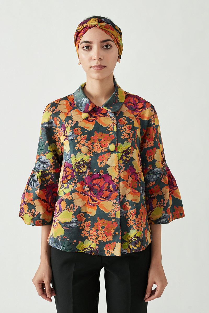PARIS EMBELLISHED PRINTED JACKET