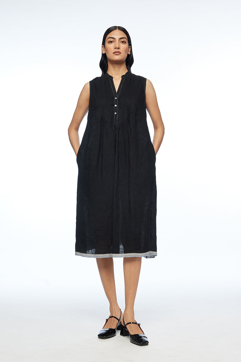 Cymosa Yoke Pleated Dress