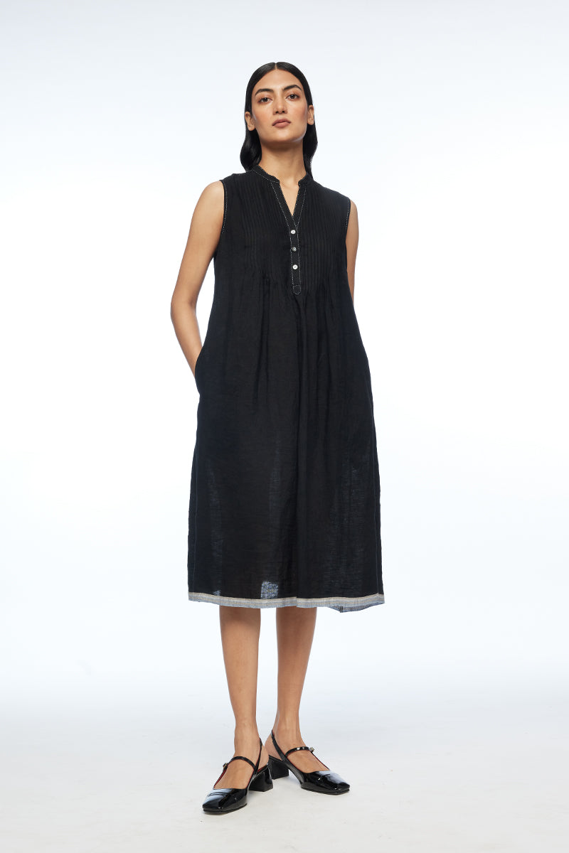 Cymosa Yoke Pleated Dress