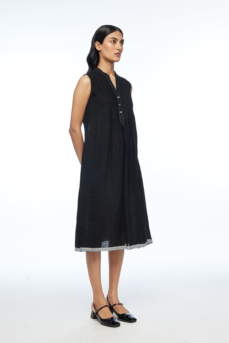 Cymosa Yoke Pleated Dress
