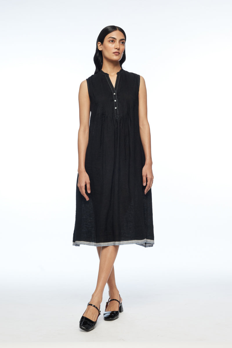 Cymosa Yoke Pleated Dress