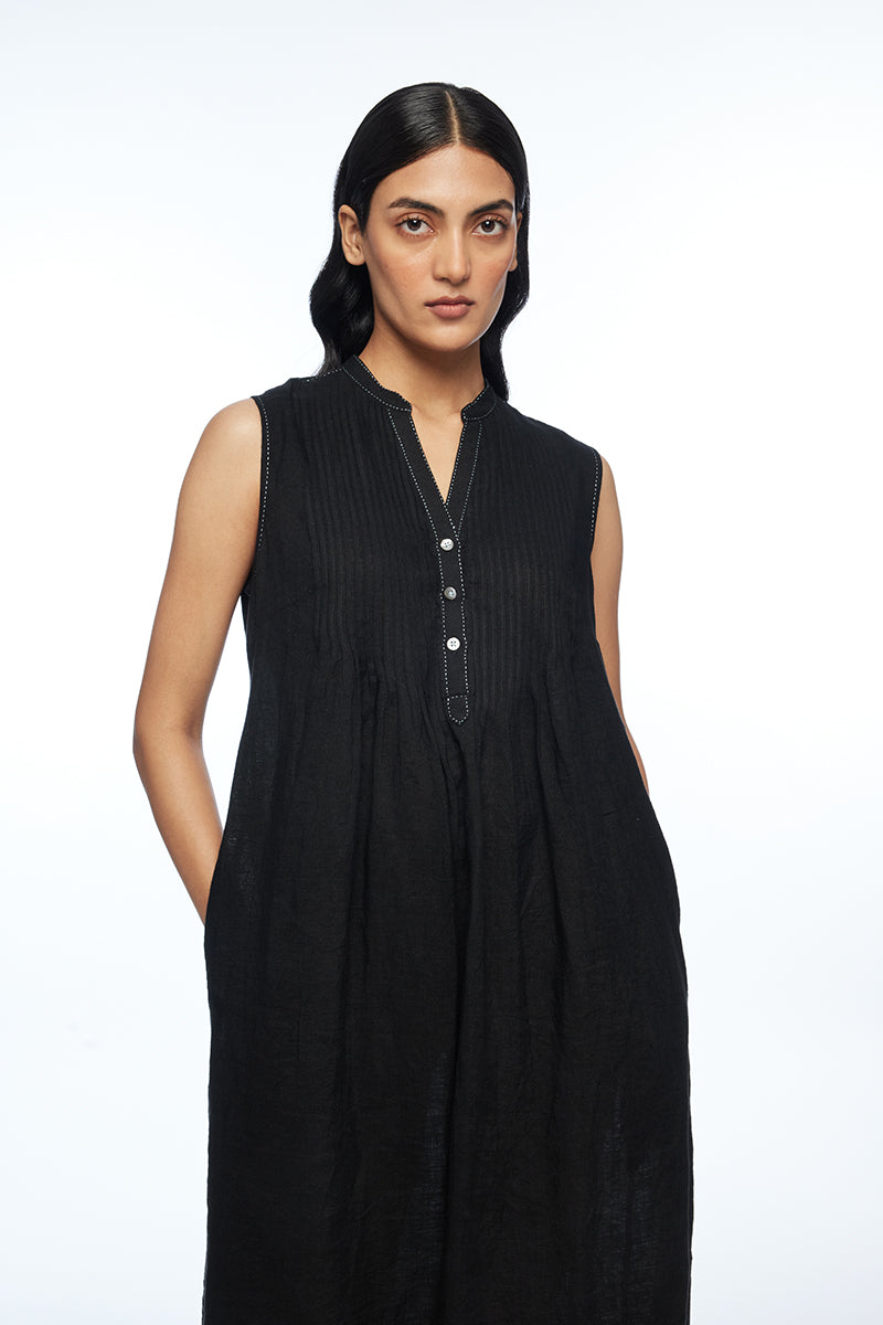 Cymosa Yoke Pleated Dress