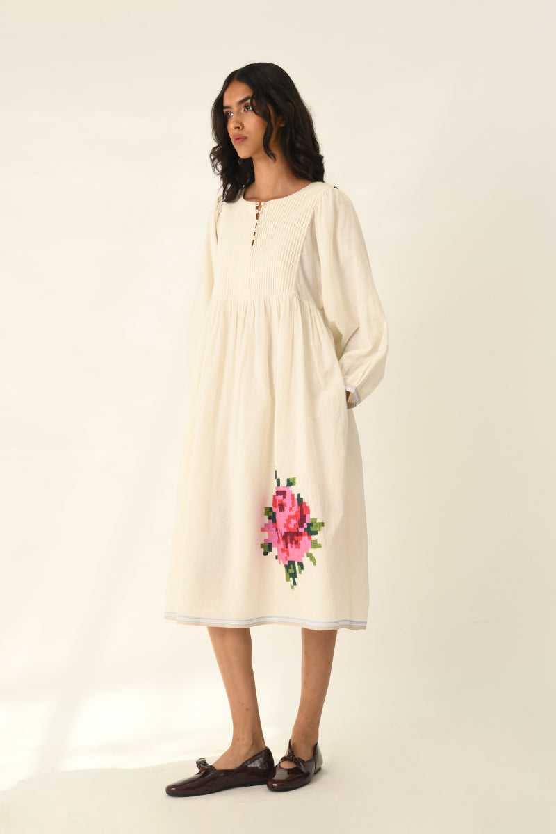 Atlantica Pleated Yoke Dress
