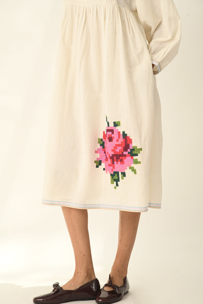 Atlantica Pleated Yoke Dress