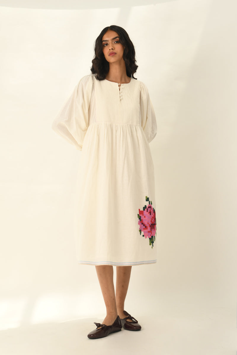Atlantica Pleated Yoke Dress