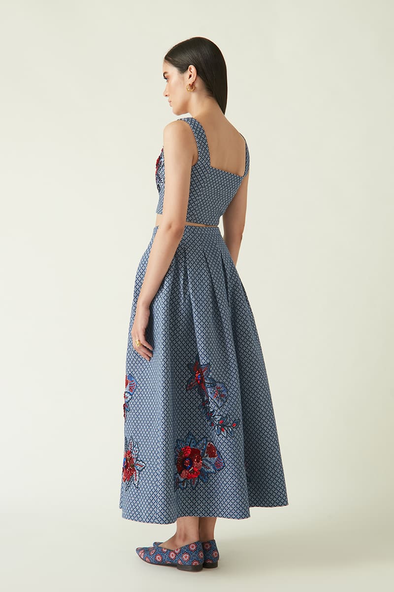 PAPAU QUILTED EMBROIDERED SKIRT