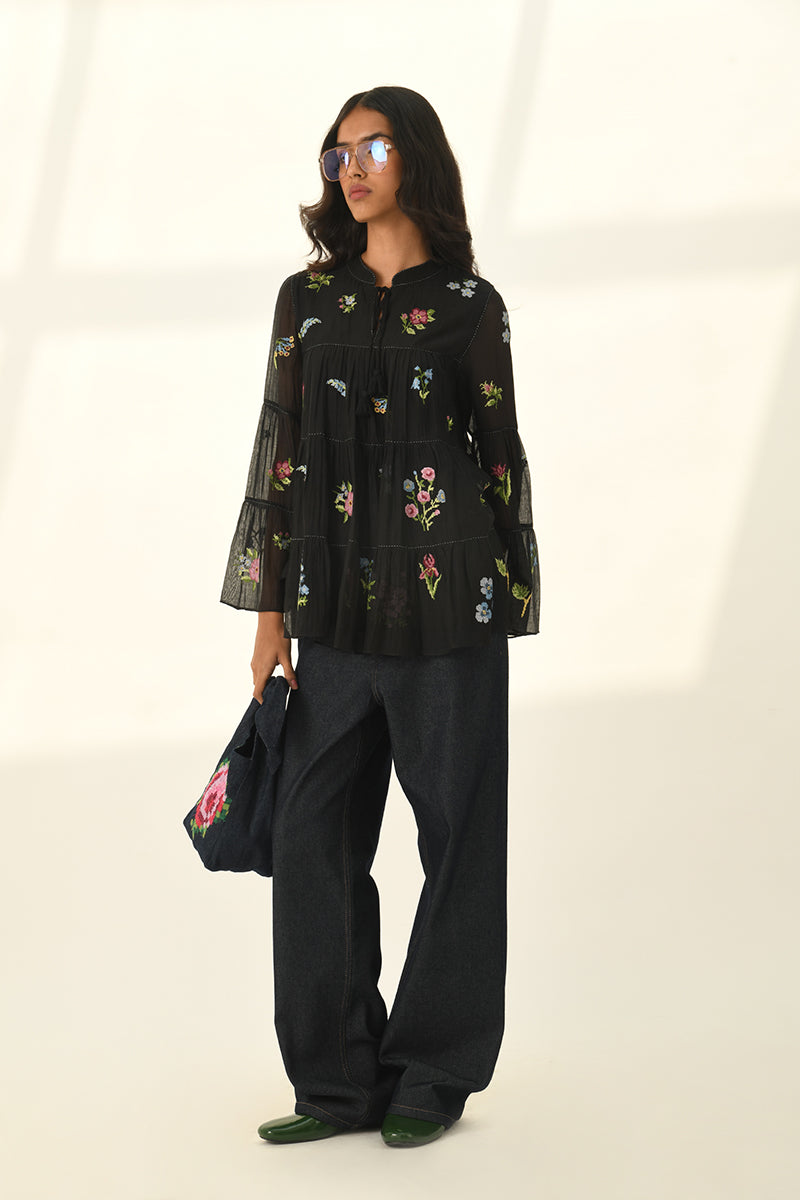 Baccara Tiered Embroidery Top