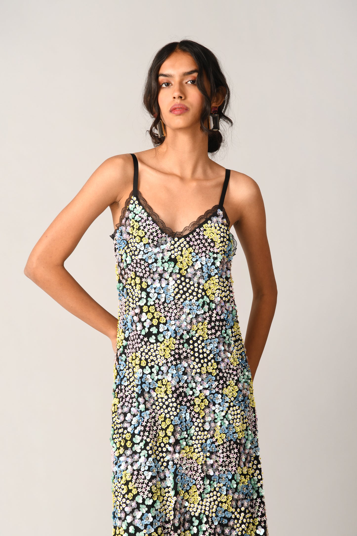 VIRGINIANA SEQUIN SLIP DRESS