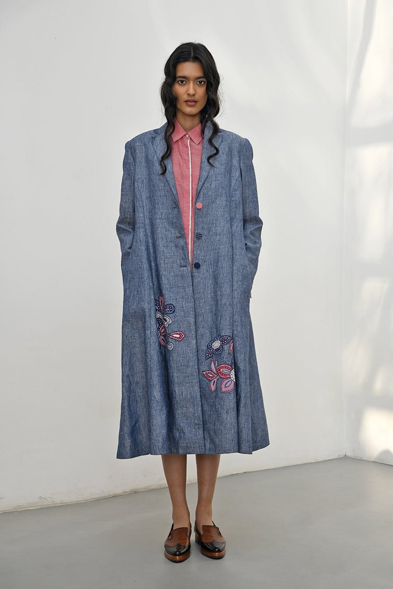 CLAUDE FRONT OPEN CHAMBREY JACKET