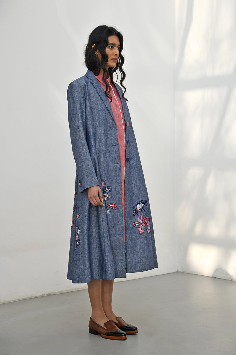 CLAUDE FRONT OPEN CHAMBREY JACKET