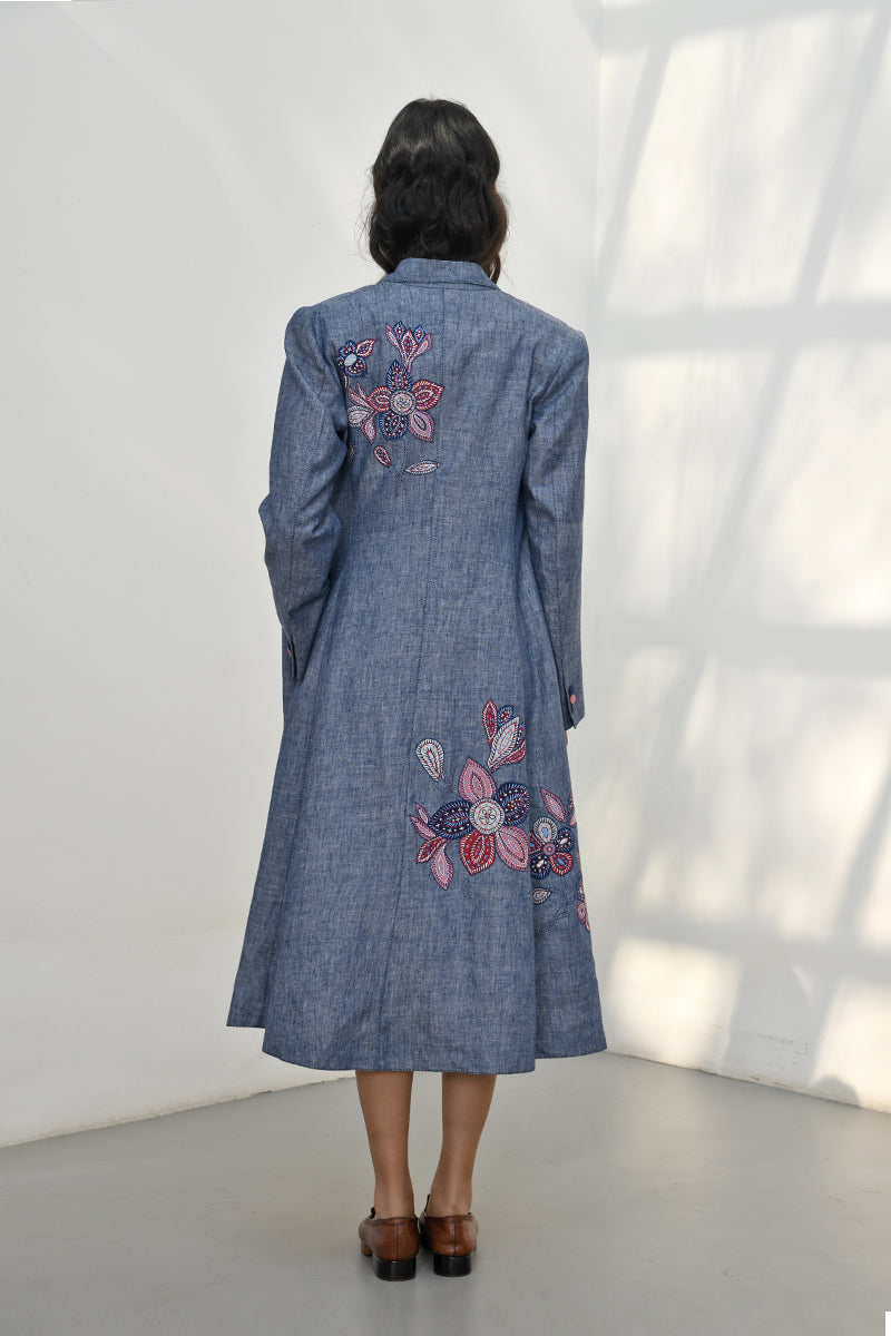 CLAUDE FRONT OPEN CHAMBREY JACKET