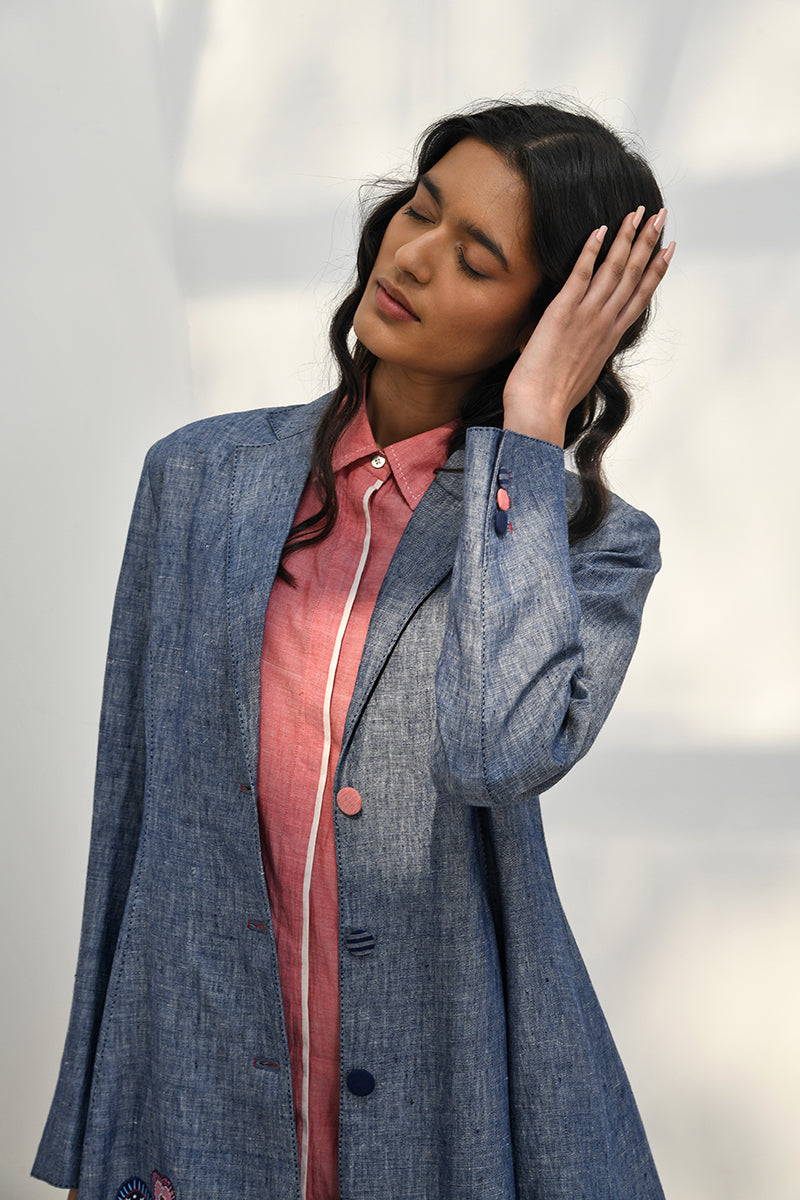 CLAUDE FRONT OPEN CHAMBREY JACKET