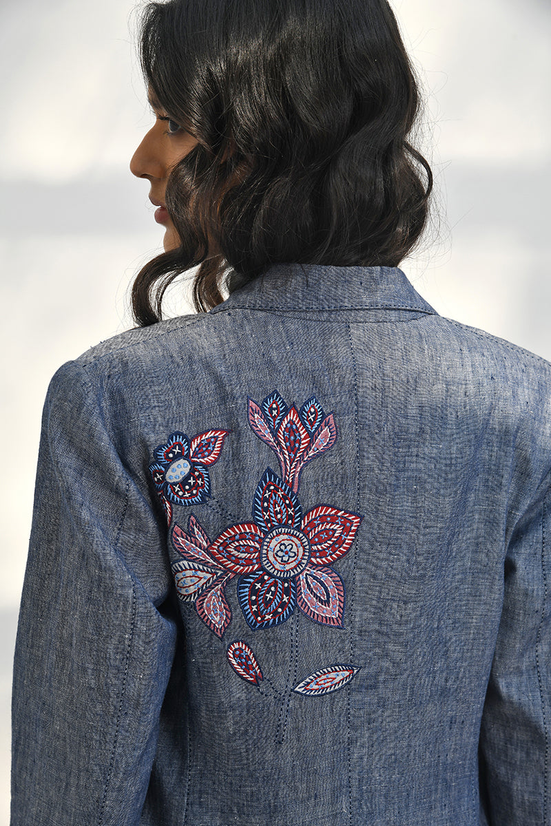 CLAUDE FRONT OPEN CHAMBREY JACKET