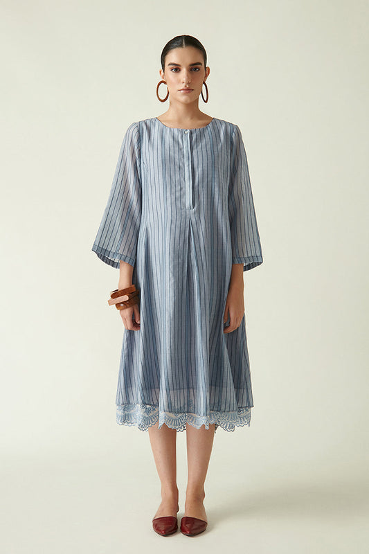 ASHETON BOX PLEATED DRESS WITH SLIP (2PCS)