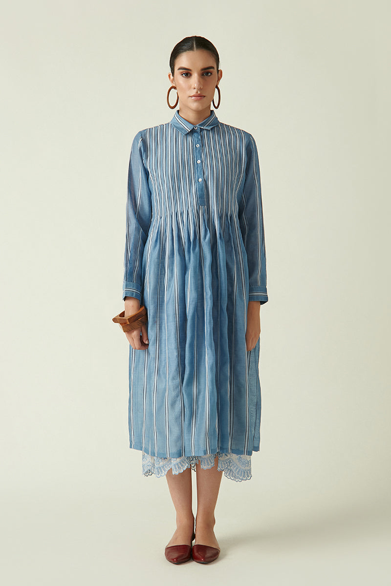 ROBBIE PLEATED DRESS WITH SLIP (2PCS)