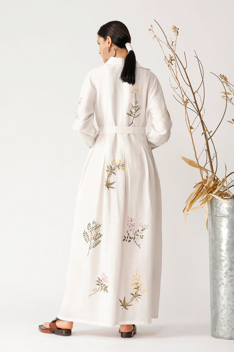 OAK COLLARED TWIG EMBROIDERED DRESS