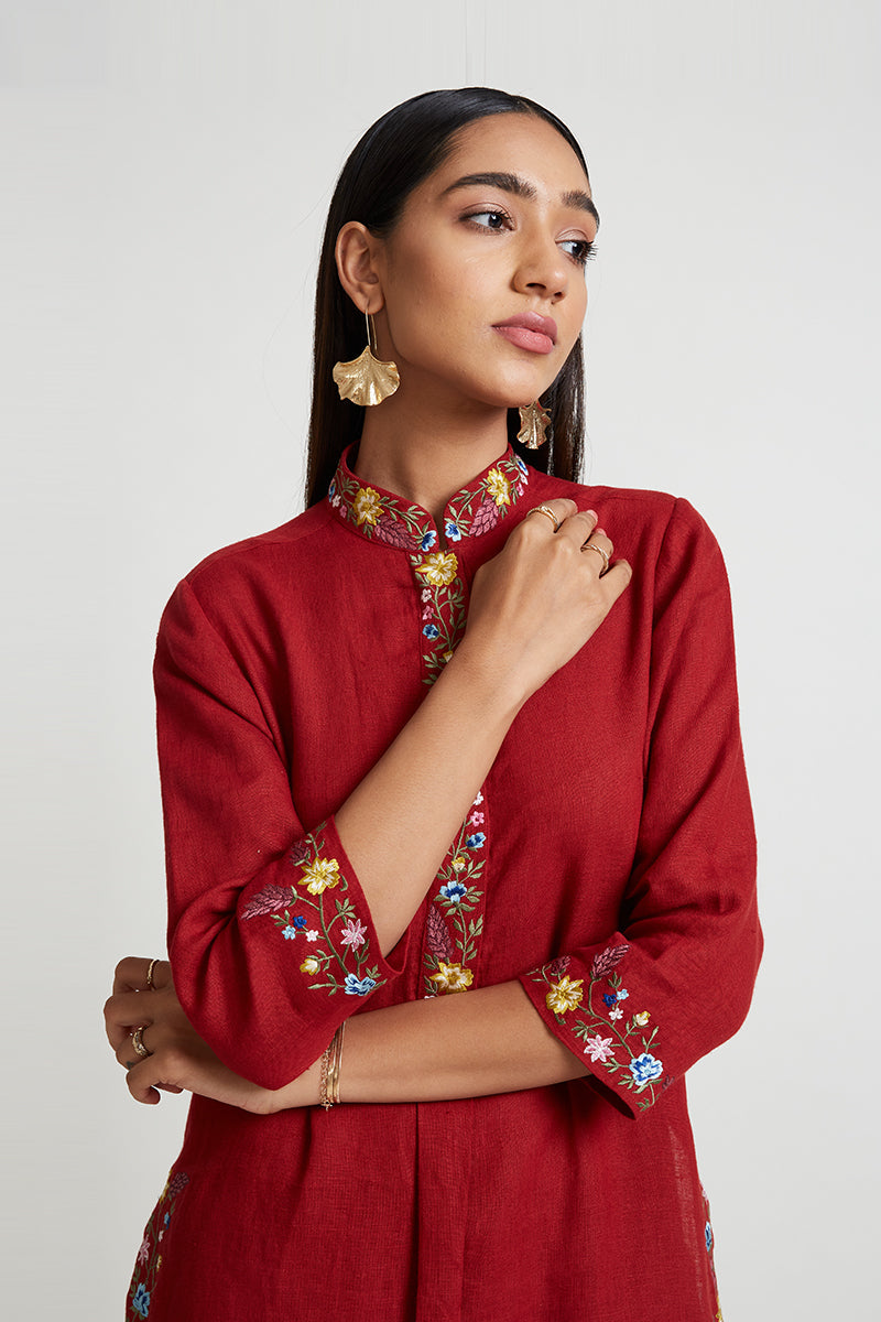 BILLBERGIA EMBROIDERED KURTA PANT SET (2PCS)