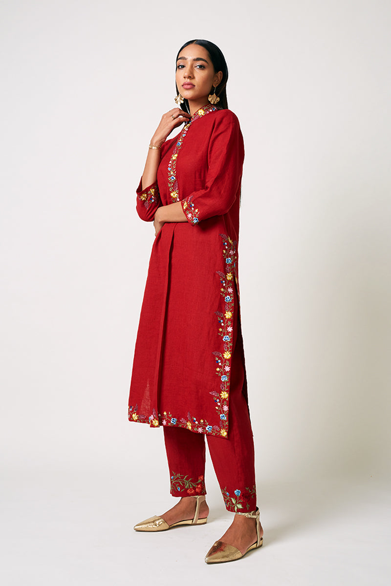 BILLBERGIA EMBROIDERED KURTA PANT SET (2PCS)