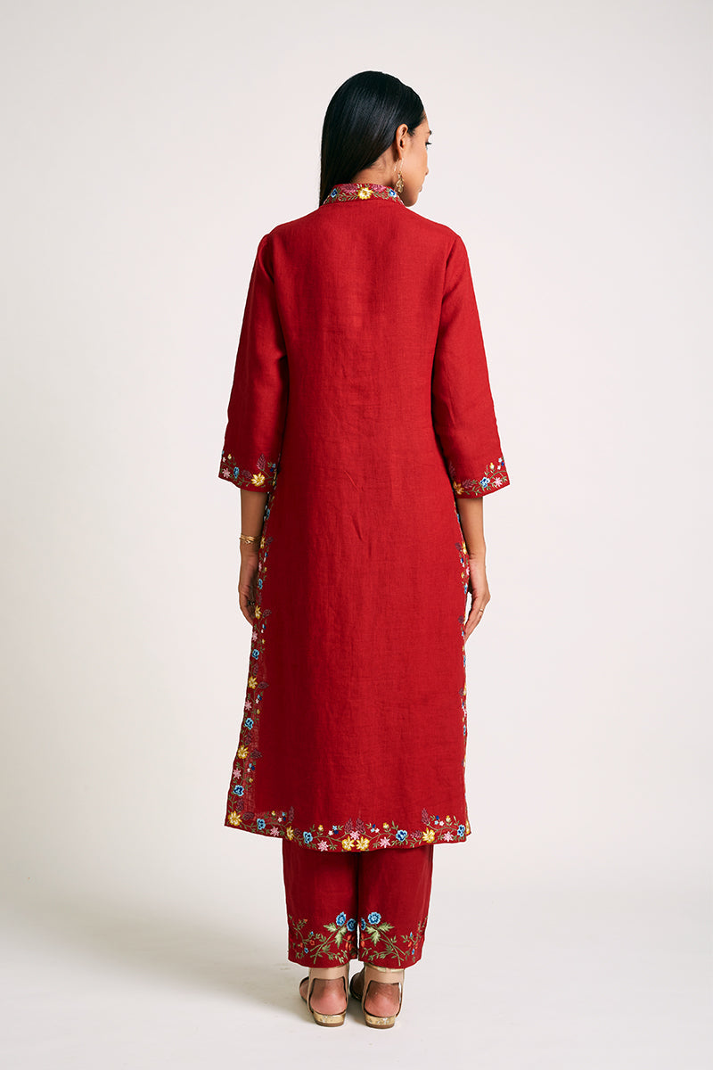 BILLBERGIA EMBROIDERED KURTA PANT SET (2PCS)